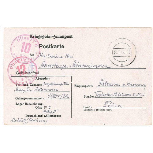 1031 - Covers; Prisoner of War Mail; 1941 formular postcard from Polish prisoner at Oflag IVC (Colditz Cast... 