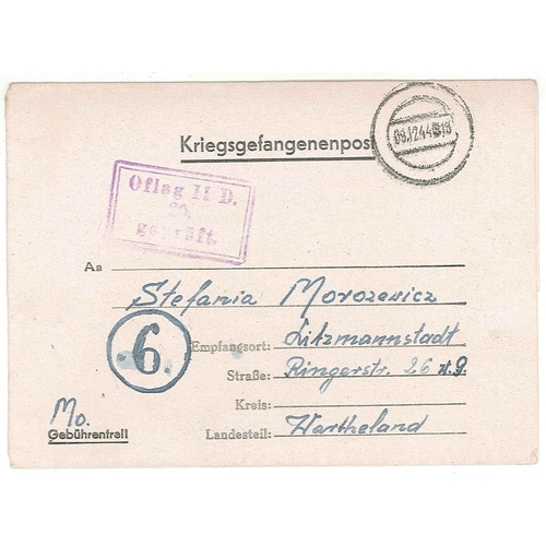 1033 - Covers; Prisoner of War Mail; 1944 lettersheet from Polish prisoner at Oflag IID to 