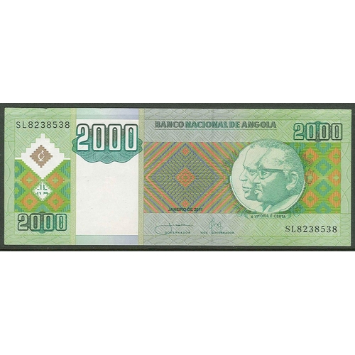 1043 - Banknotes; Angola; 2011 2,000k, generally VF+ but damage at upper-left, Krause 151b.... 