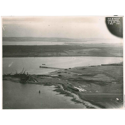 1212 - Photographs; 1928/29 aerial photo of Crockness, Orkney (showing salvage area ?), c.20 x 15cm. From p... 