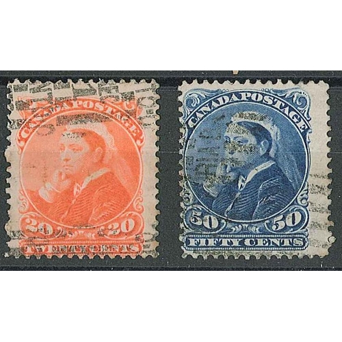 1416 - Canada; 1893 20c and 50c sound used, SG 115-116 cat.£135.