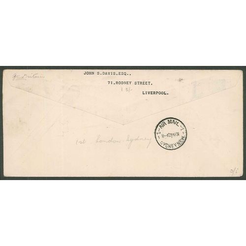 2875 - UK Covers; 1931 souvenir cover for 1st England-Australia Official Air Mail, with 1/- and 4d stamps, ... 