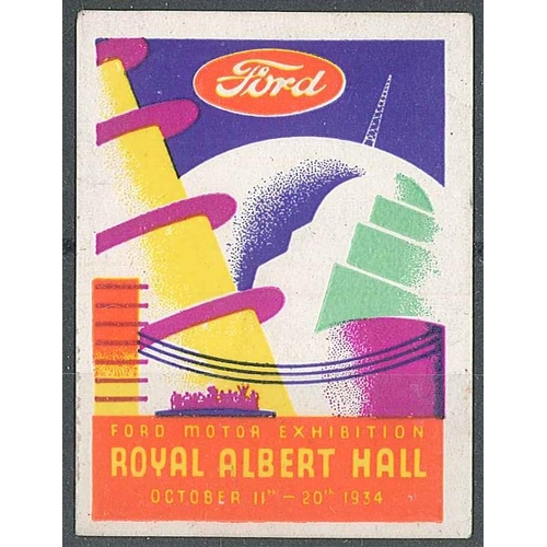 1041 - Cinderellas; UK; 1934 label for Ford Motor Exhibition, Royal Albert Hall (couple of thins).... 