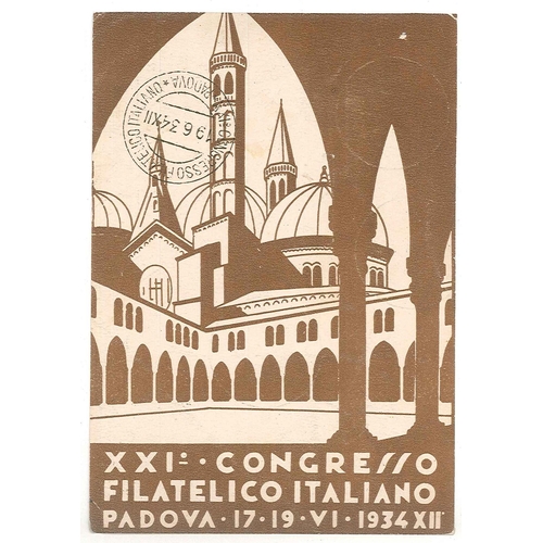 1911 - Italy; 1934 postcard for Padova Philatelic Congress with 1934 World Cup 20c stamp cancelled by speci... 