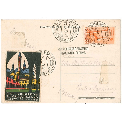 1911 - Italy; 1934 postcard for Padova Philatelic Congress with 1934 World Cup 20c stamp cancelled by speci... 