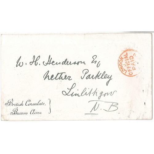 2872 - UK Postal History; 1891 cover from British Consulate, Buenos, Aires, probably carried privately to U... 