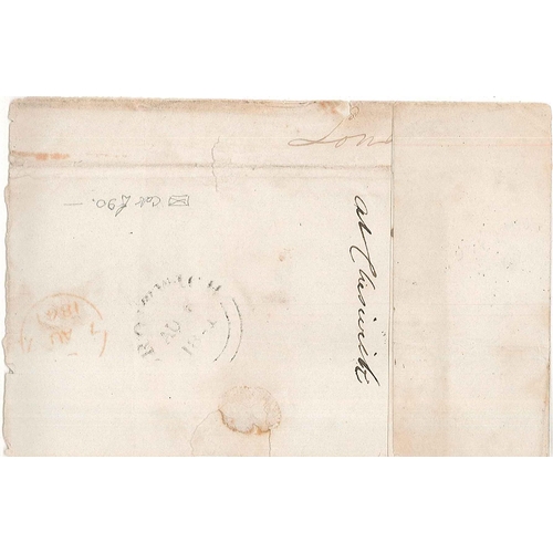 2865 - UK Postal History; 1841 (6 Aug) two parts of cover franked with Penny Red Imperf NK plate 11 (3&frac... 