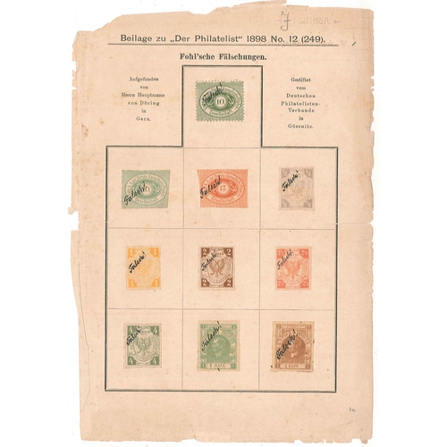 38 - Forgeries; page torn from 1898 edition of 