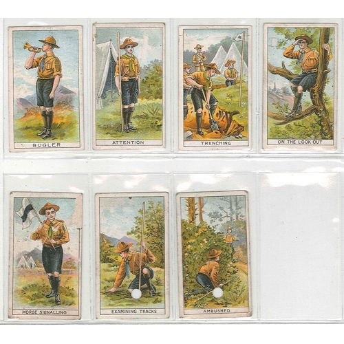 42 - Trade Cards; Falconer & Co.; seven cards from a set of twelve Boy Scout Cards, designs as Pascal... 