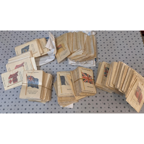 43 - Cigarette Cards; Wix; 1934 British Empire Flags (mainly) and National Flags silk cards in bundles, n... 
