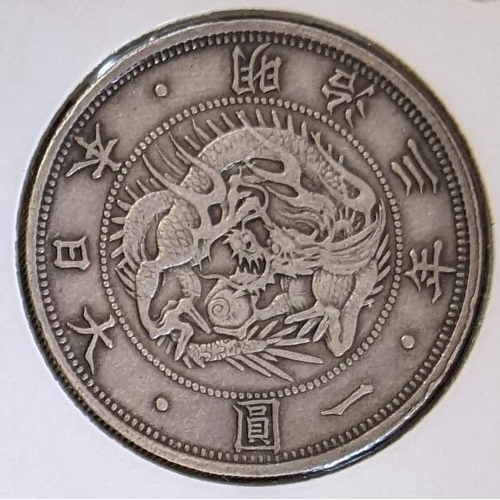 59 - Coins; Japan; 1870 (year 3) 1 Yen, type 1, VF. Krause no. 5.1.