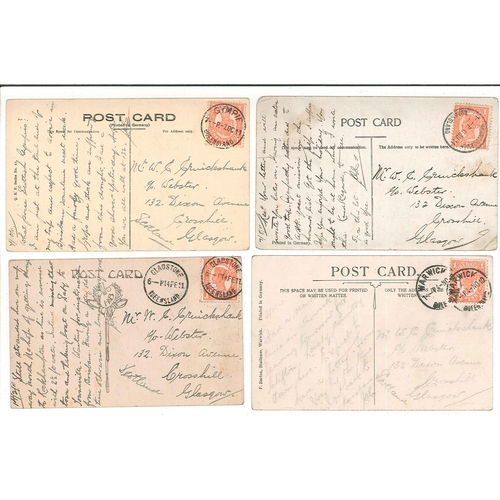 66 - Postcards; Australia; 1910-11 seln. of cards all with Queensland stamps and pmks. inc. 