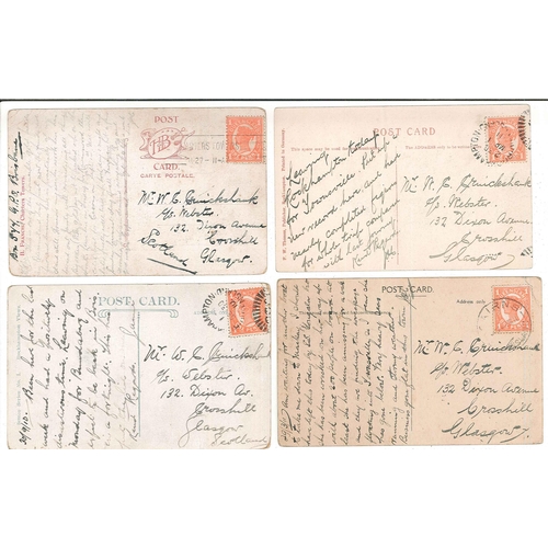 66 - Postcards; Australia; 1910-11 seln. of cards all with Queensland stamps and pmks. inc. 