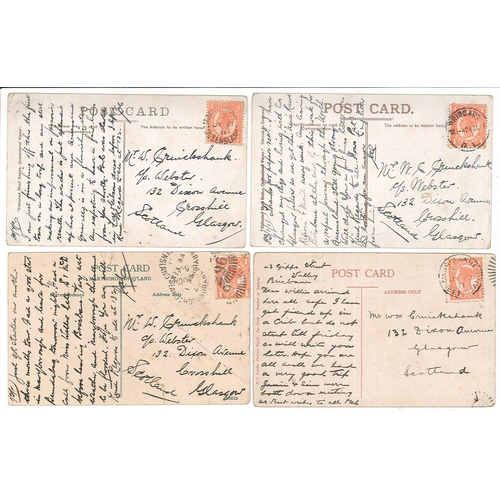 66 - Postcards; Australia; 1910-11 seln. of cards all with Queensland stamps and pmks. inc. 