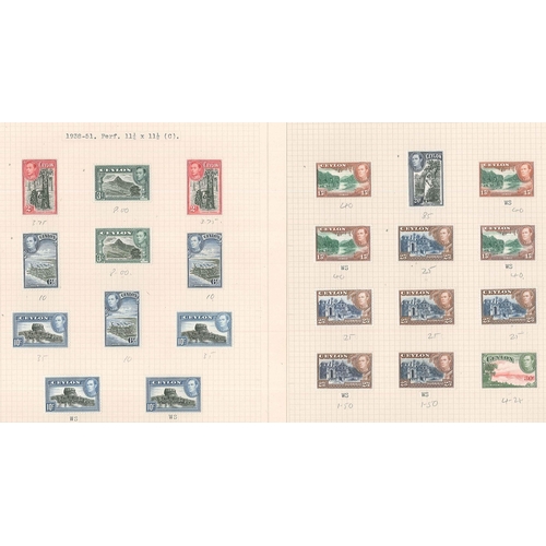 145 - Ceylon; 1938-49 fine range of the definitive issue l.m.m. on six pages with many of the different pe... 