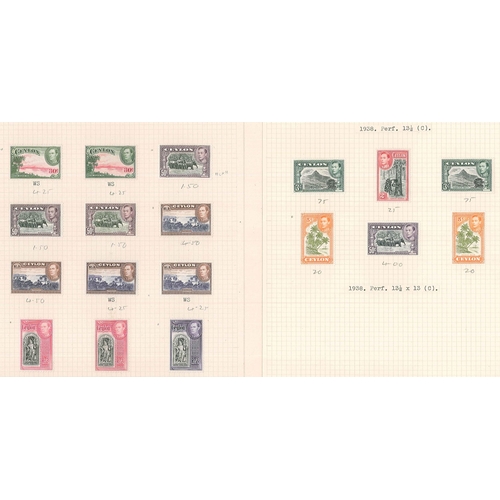 145 - Ceylon; 1938-49 fine range of the definitive issue l.m.m. on six pages with many of the different pe... 