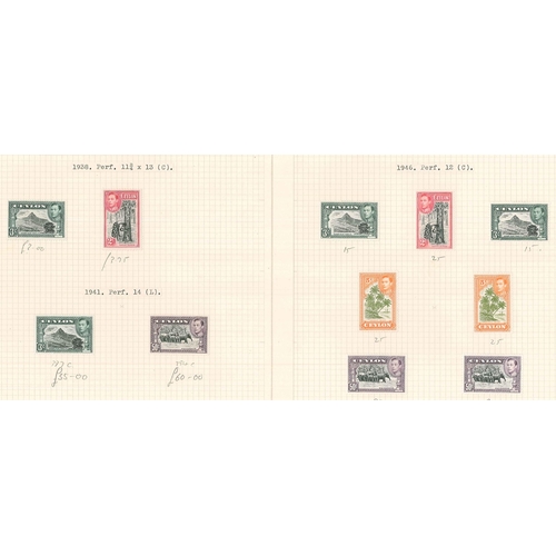 145 - Ceylon; 1938-49 fine range of the definitive issue l.m.m. on six pages with many of the different pe... 