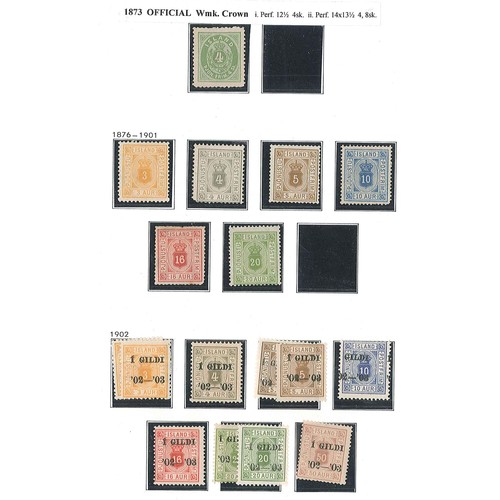 205 - Iceland; 1873-1988 largely mint collection in Davo hingeless album. Starts with 1873 3sk, 4sk, 8k, a... 