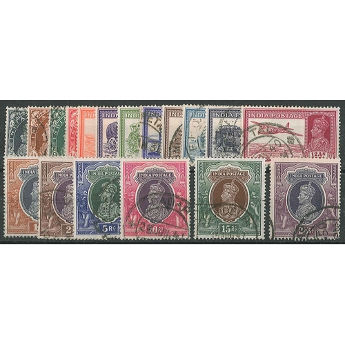 212 - India; 1937-40 definitive set (18) fine used, SG 247-264 cat.£140.