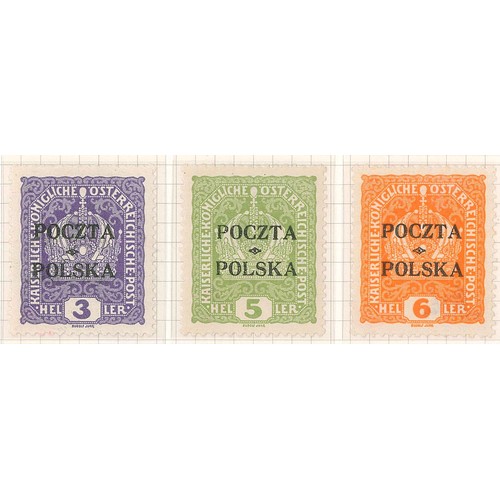 291 - Poland; 1919 Issue for Western Galicia short set to 4k fine mounted mint, several with certification... 