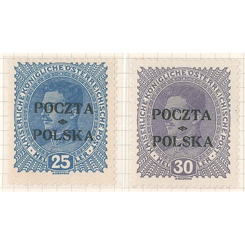 291 - Poland; 1919 Issue for Western Galicia short set to 4k fine mounted mint, several with certification... 