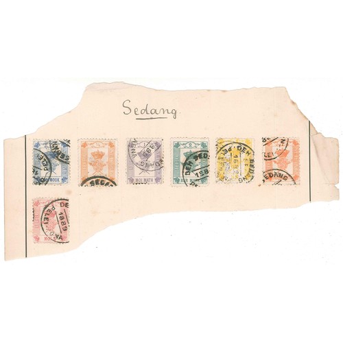 307 - Sedang; 1889 dupl. seln. of 56 (between 4 and 9 each of the 7 different) mainly cancelled, inc. 5 wi... 