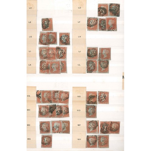 345 - UK; 1841 Penny Red Imperforate stockbook of used stamps arrangeed by corner letter, all with numeral... 