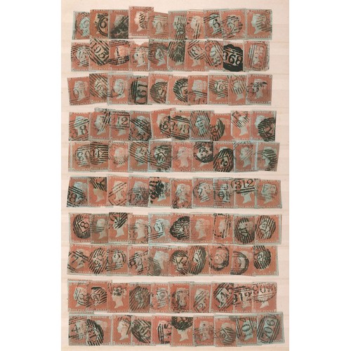 345 - UK; 1841 Penny Red Imperforate stockbook of used stamps arrangeed by corner letter, all with numeral... 