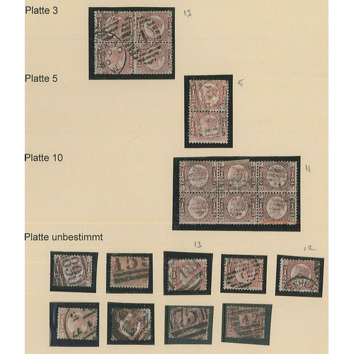 355 - UK; 1870-79 ½d plates 3 (1), 4 (1), 5 (2 and pair), 6 (2), 8 (2), 10 (1), 11 (sixblock), 12 (... 