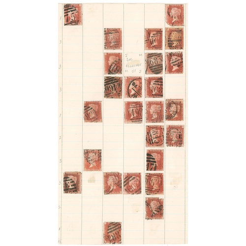 357 - UK; 1864-79 Penny Red Plates used collection in album of higher numbered plates laid out on pages ac... 