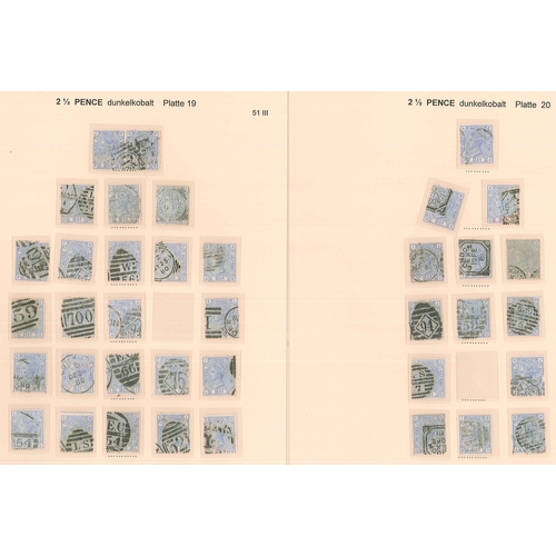 362 - UK; 1873-80 surface-printed with large coloured corner letters duplicated lot on pages comprising 2&... 