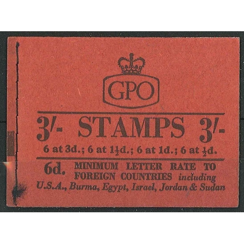 381 - UK Booklets; 1959 (Sep.) 3/- booklet almost complete (missing two of 3d), with graphite lines. The 1... 