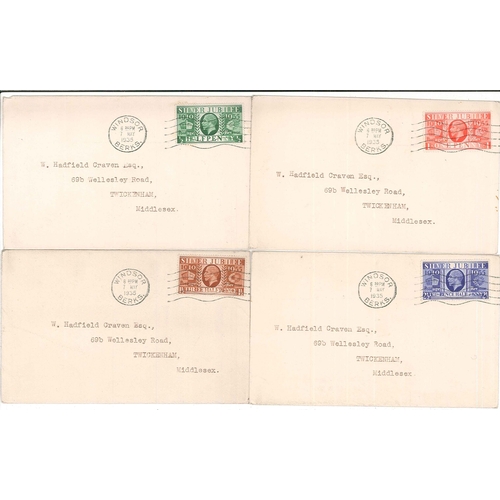 388 - UK First Day Covers; 1935 Silver Jubilee set on four plain covers with Windsor machine cancels, type... 