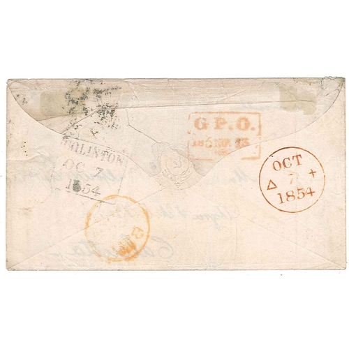 399 - Scottish Postal History; 1854 cover Edinburgh to Calcutta franked with 1847-54 Embossed 10d and 1/- ... 