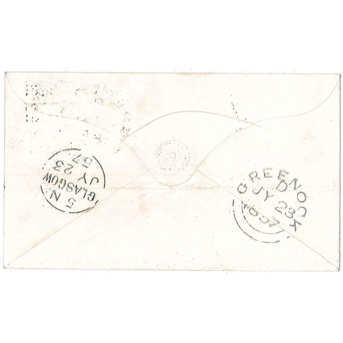 401 - Scottish Postal History; 1857 neat cover to Glasgow with Penny Red Star cancelled by very fine strik... 