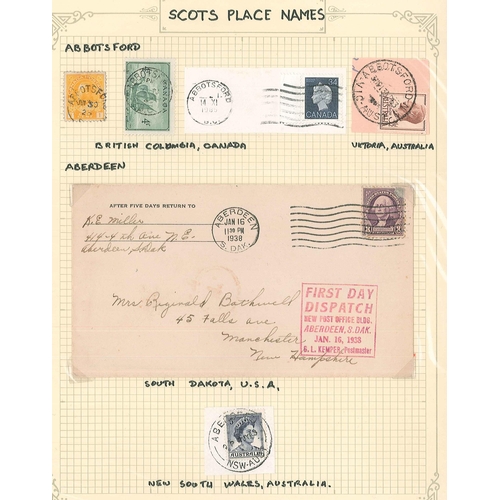 34 - Thematics; Scottish Names Used Abroad; collection in binder (16 pages written-up, many others on sto... 