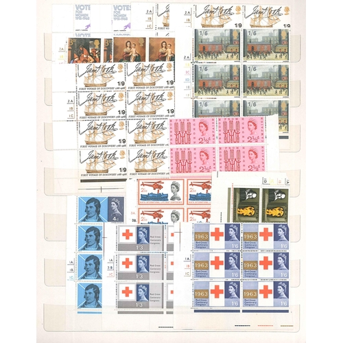 427 - UK Mixed Lots; stockbook of mainly pre-decimal mint blocks, generally with controls, cylinders, or t... 