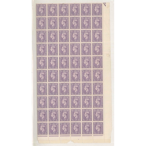 375 - UK; 1941-42 3d pale violet - 195 u.m. stamps in blocks/part sheets. SG 490, cat.£2½ eac... 