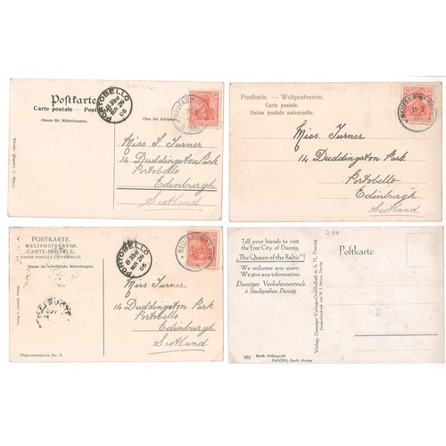 1156 - Postcards; Danzig; 1905-6 four cards used with German stamps cancelled Neufahrwasser, and two later ... 