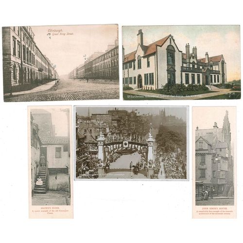 1147 - Postcards; Scotland; Edinburgh; eleven cards inc. RP of Maule's Corner (1906), two of 1903 royal vis... 