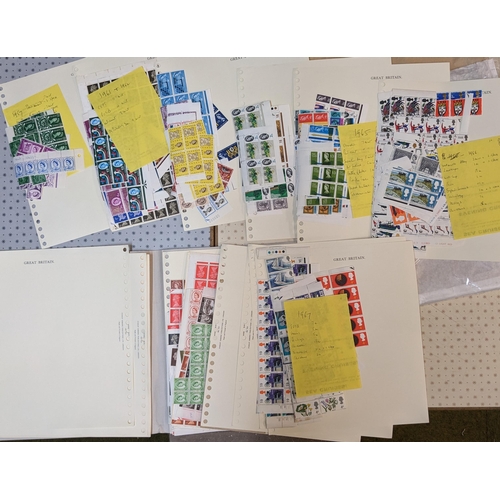 428 - UK Mixed Lot; 1957-70 bulk lot of commems and defins mainly in m.m./u.m. blocks, often making up int... 