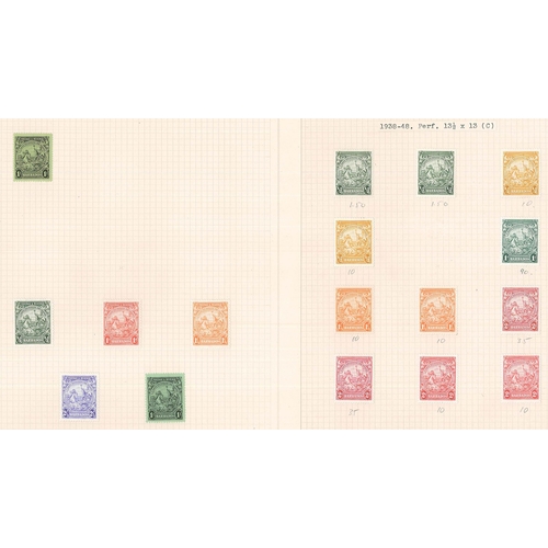 120 - Barbados; 1921-47 colln. of m.m. defins on a few pages inc. 1938-47 ½d green perf.14, 1d scar... 