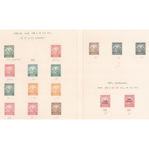 120 - Barbados; 1921-47 colln. of m.m. defins on a few pages inc. 1938-47 ½d green perf.14, 1d scar... 