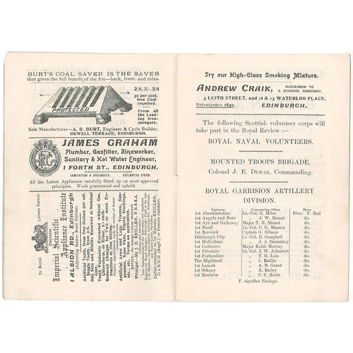 1176 - Ephemera; 1905 programme for the Royal Review of Scottish Volunteers, Parade Ground, King's Park, Ed... 