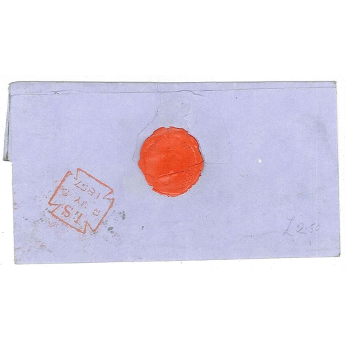 2868 - UK Postal History; 1857 registered entire London to Macclesfield franked with 1855-57 4d and 6d. Lon... 