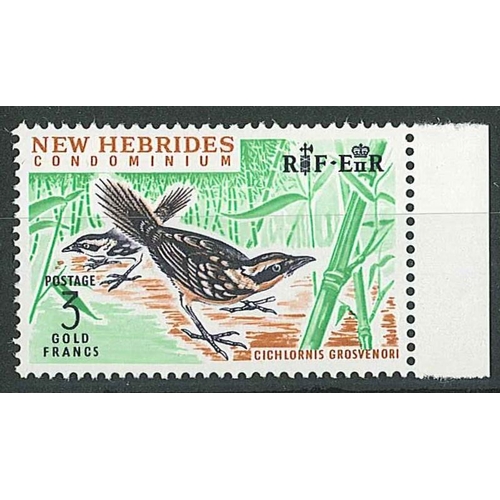 1938 - New Hebrides; 1963-72 Bird 3f u.m. marginal with inverted watermark. SG 108w cat.£10.... 