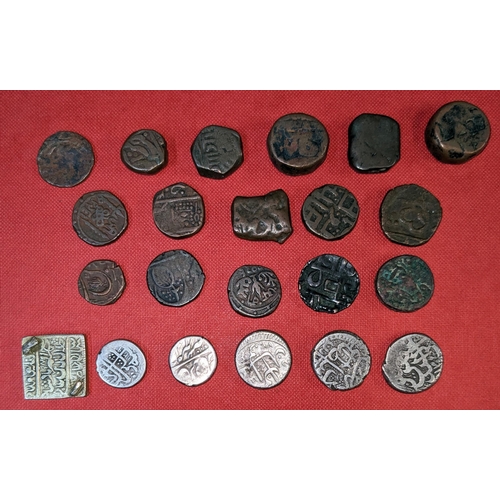 34 - Coins; small mix of 22 unidentified coins, possibly Indian States, copper and silver.... 