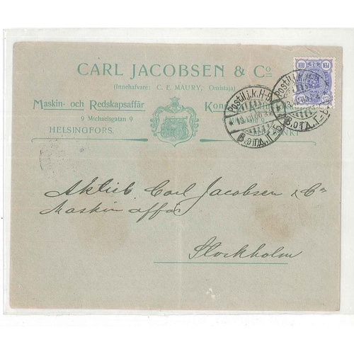 1519 - Finland; 1900 cover to Stockholm, the back of the envelope with advertising for firefighting equipme... 