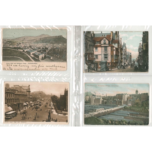 54 - Postcards; Scotland; Edinburgh; collection in small album, mainly standard type views, but a few les... 