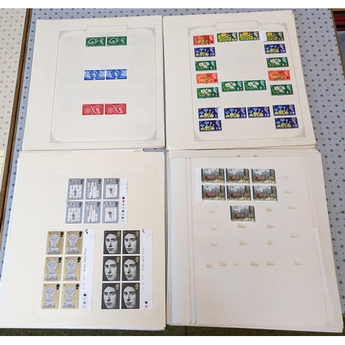 315 - UK; 1953-70 bundle of pages (c.6cm thick) of mainly commemorative multiples, from pairs to larger bl... 